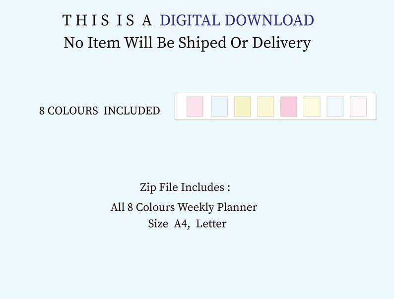 Weekly Planner Printable Landscape Minimalist Weekly Etsy