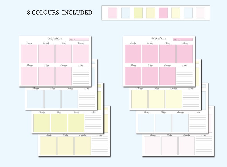 Weekly Planner Printable Landscape Minimalist Weekly Etsy