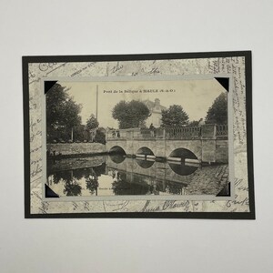 For the francophile, handmade greeting card, includes an original vintage French postcard from 1945