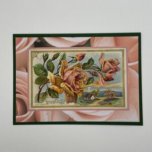 Saudações de aniversário, cartão de felicitações feito à mão com um cartão postal vintage original de 1911, cartão de aniversário antigo