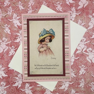 Sweet vintage Valentine, old-fashioned Valentines card handmade with an original vintage postcard from 1917