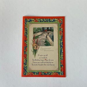 Old-fashioned Birthday card, greeting card handmade with an original vintage postcard, 1920s birthday card