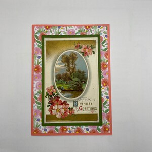 Carte de vœux d’anniversaire, carte postale vintage upcyclée, cartes faites à la main, carte d’anniversaire pour elle, carte d’anniversaire du début du siècle