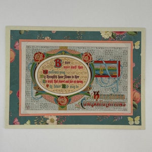 Felicitaciones más sinceras, tarjeta de felicitación antigua, tarjeta de felicitación postal reciclada, efímera de 1900