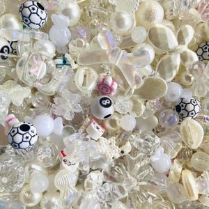 Kandi Bead Mix, Rainbow Bead Soup Y2K 90s Kawaii Beads for Bracelets (100pc+) White
