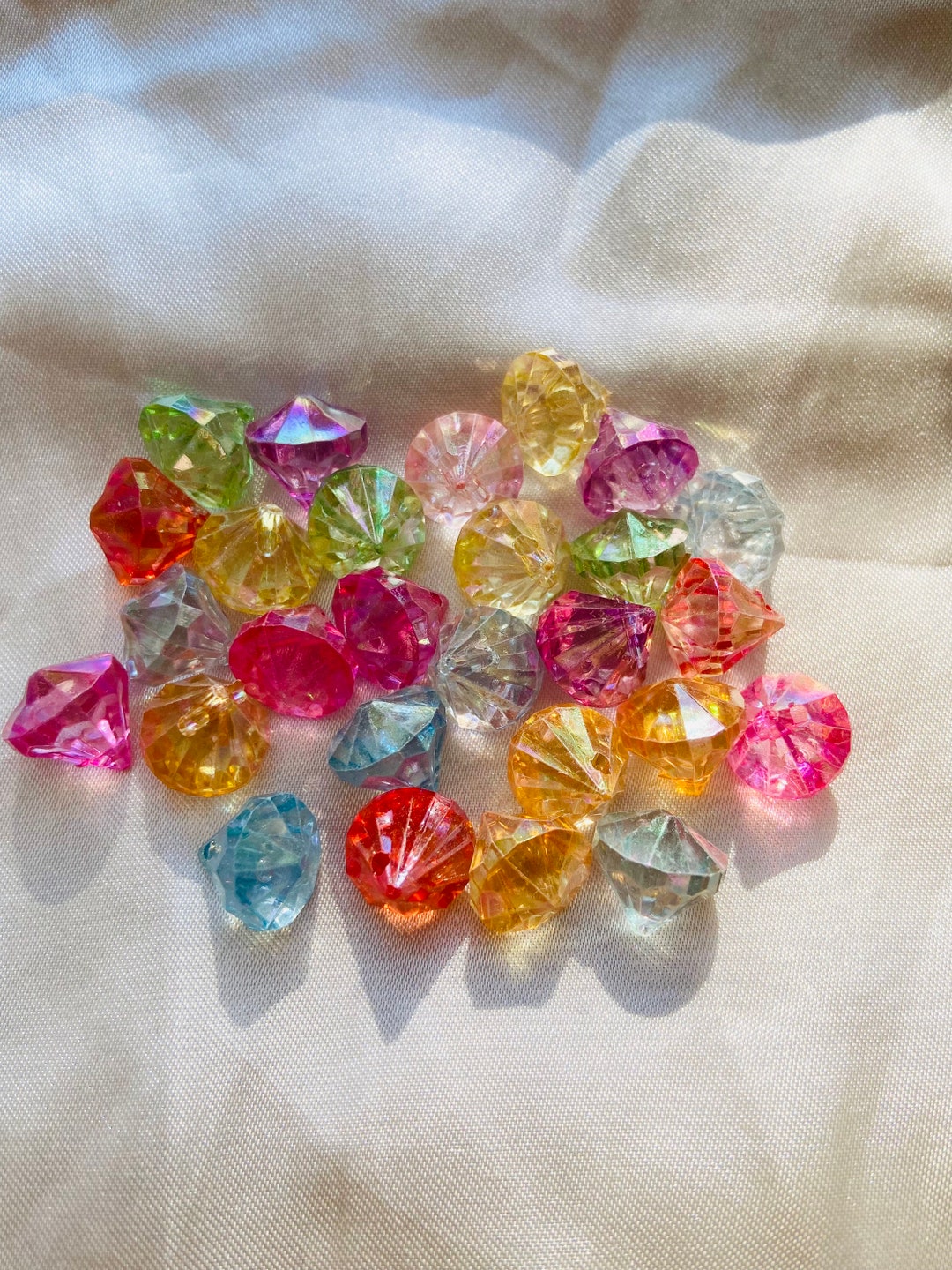 Bead Ring Rave 20/50pcs Transparent Diamond Beads, 12mm, Rave Jewelry Kandi Bead ...