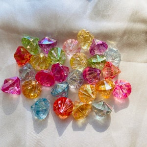 20pcs Transparent Diamond Beads, 12mm, Rave Jewelry Kandi Bead, Acrylic Y2K 90s Kawaii Beads, Diamond bead, BFF Bracelet Making bead #58
