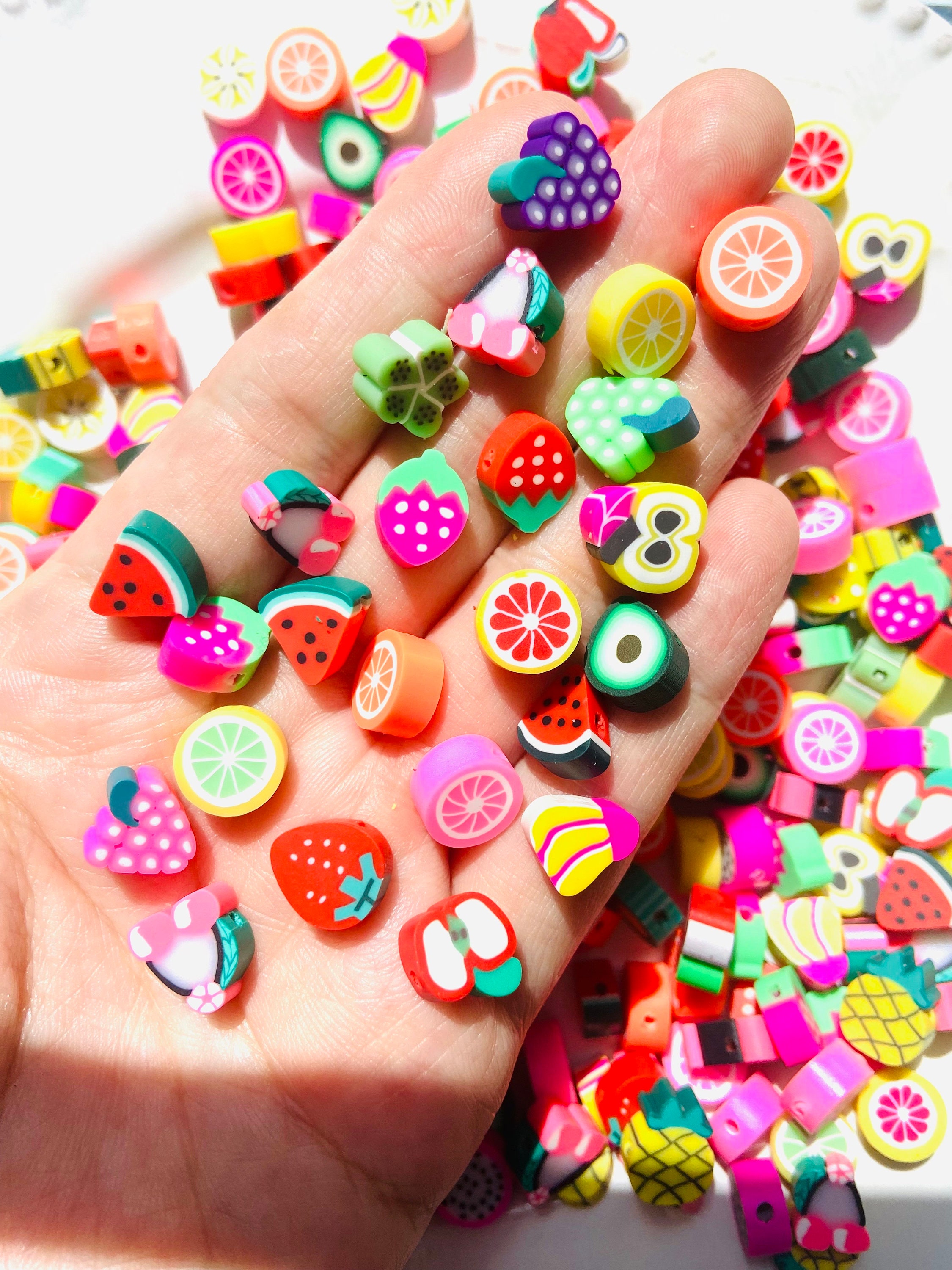 Fruit Polymer Clay Beads 10mm, Mixed Fruit Beads, Craft Supplies, Y2k Phone  Charm Bracelets Beads, BFF Kandi Beads 21 