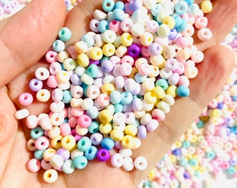 100pcs+ 4mm Frosted Macaron Glass Seed Beads, Size 6-0, Macaron Glass Bead Soup, Seed bead confetti, Mixed Seed Beads, Bead Soup
