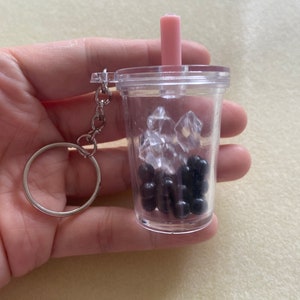 Mini Bubble Tea Cup, Acrylic Plastic Drink Cup for Keychain Resin Craft, DIY Miniature Dollhouse Cup Blank, Boba Tea Keychain Snow globe Cup