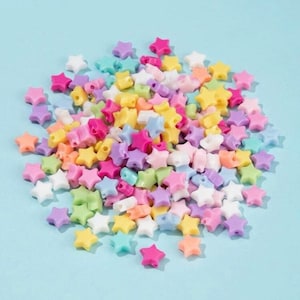 50 Pastel Small Star Acrylic Beads, 8mm, Star beads, Kandi Beads, Y2K 90s Kawaii Mixed Beads, Kids Craft supplies image 5