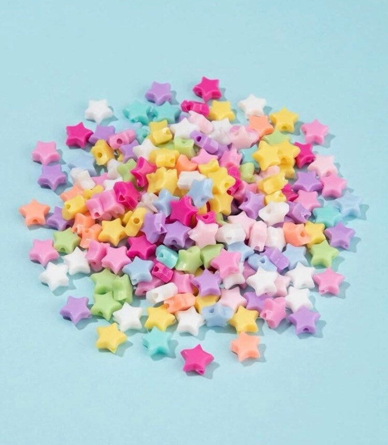 50 Pastel Small Star Acrylic Beads, 8mm, Star beads, Kandi Beads, Y2K 90s Kawaii Mixed Beads, Kids Craft supplies image 5