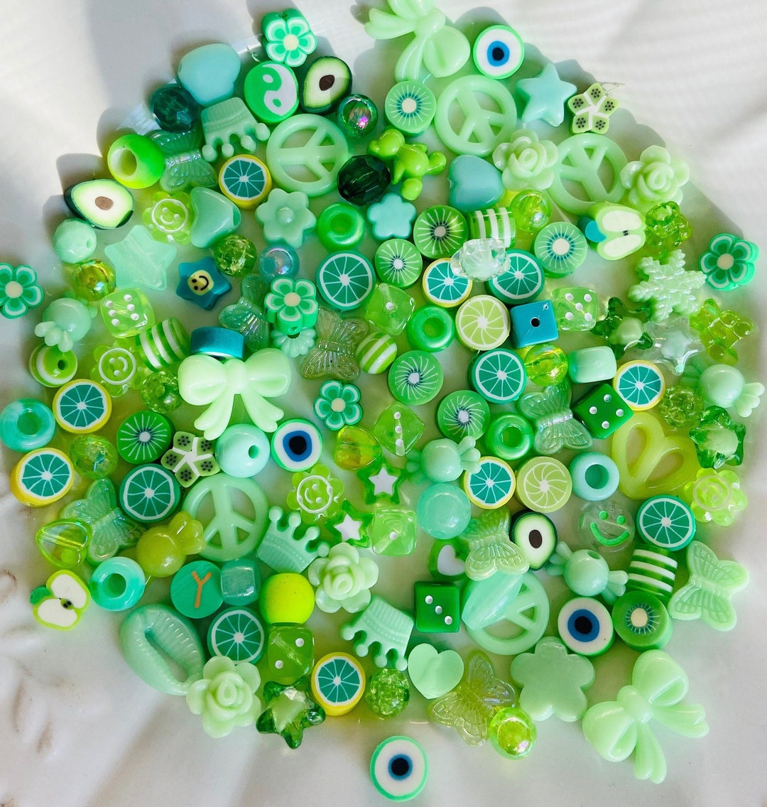Green Bead Mix Rave Jewelry Kandi Bead Mix Y2K 90s Kawaii Etsy
