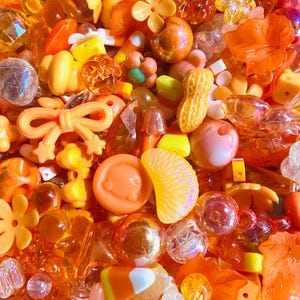 Kandi Bead Mix, Rainbow Bead Soup Y2K 90s Kawaii Beads for Bracelets (100pc+) Orange