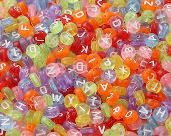 Multicolor Transparent Acrylic Letter Beads - 7mmx4mm Multicolor