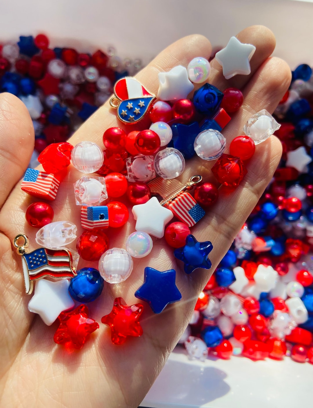 4th of July Bead Mix, Independence Day Patriotic Bead Mix, American