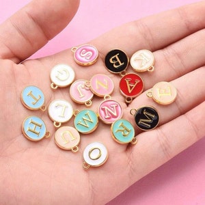 A to Z Gold Plated Enamel Letter Charms, Letter initials, Enamel charms, Jewelry Making, BFF, bracelets diy Charms, Keychain letter charms