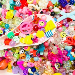 Rainbow Bead Soup, Kandi Bead Confetti, Y2K 90s Kawaii Mixed Beads, Kandi bead mix, 3 Dollars for A Scoop, Free Stretch Cord (14&quot; per Scoop)