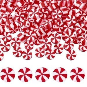 10mm Red Peppermint Polymer Clay Candy Bead, 9~10mm, Fake Candy Bead, Swirl Polymer Clay Candy Bead, Choose Color, Kandi beads, A03