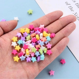 50 Pastel Small Star Acrylic Beads, 8mm, Star beads, Kandi Beads, Y2K 90s Kawaii Mixed Beads, Kids Craft supplies image 3