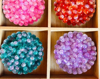 50pcs Two Tone Crackle Glass Beads, 8MM Glass beads for Jewelry Making Crafts