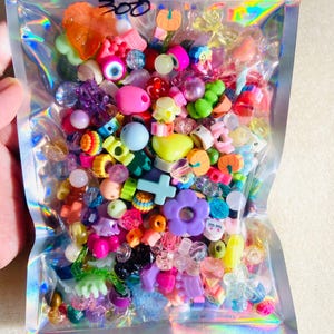 Kandi Bead Mix, Rainbow Bead Soup Y2K 90s Kawaii Beads for Bracelets (100pc+) image 4