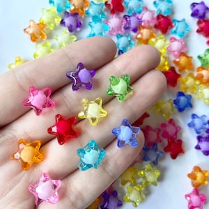 20/100pc Acrylic Star Beads, 11mm Bead in bead Acrylic Star Kandi Bead Mixed Lot, Y2K 90s Kawaii Mixed Beads, DIY, BFF, Rave Jewelry #3