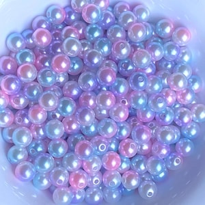 50pcs Pearl Gradient Mermaid Beads 8mm, Shiny Multicolor Acrylic Beads, AB Color Beads, coquette beads, Bracelet Diy Beads #303