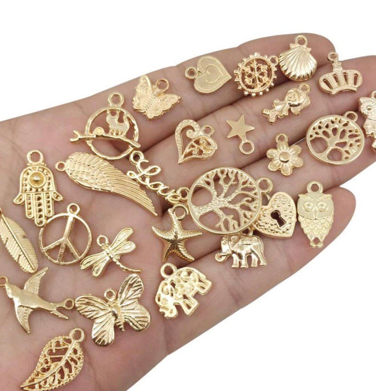 Gold Enamel Charms Random Mix Multicolor Gold Charms Kc Gold Etsy