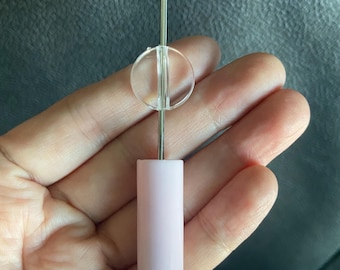 50/100 piezas de cuentas planas redondas transparentes de 16 mm para bolígrafos, manualidades y joyería, cuentas tipo moneda, orificio: 2,8 mm, bolígrafos con cuentas para manualidades