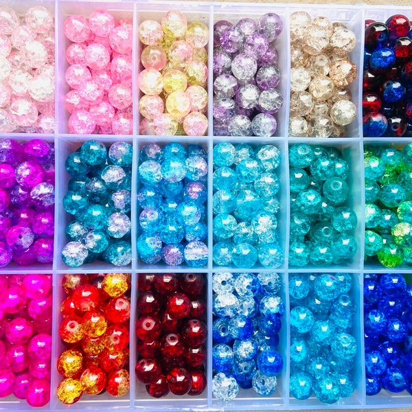 28pc/56pc Crackle Glass Beads, 8MM， Crackle glass bead, Kandicore beads, Kidcore bead, jewelry making glass beads, GC01