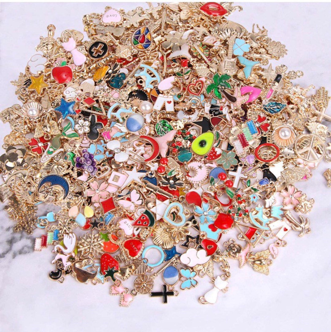 Gold Enamel Charms Random Mix, Multicolor Gold Charms, Kc Gold Charms
