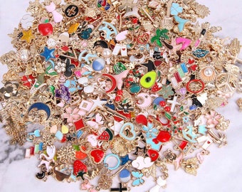 Gold Enamel Charms Random Mix: DIY Jewelry Making Supplies
