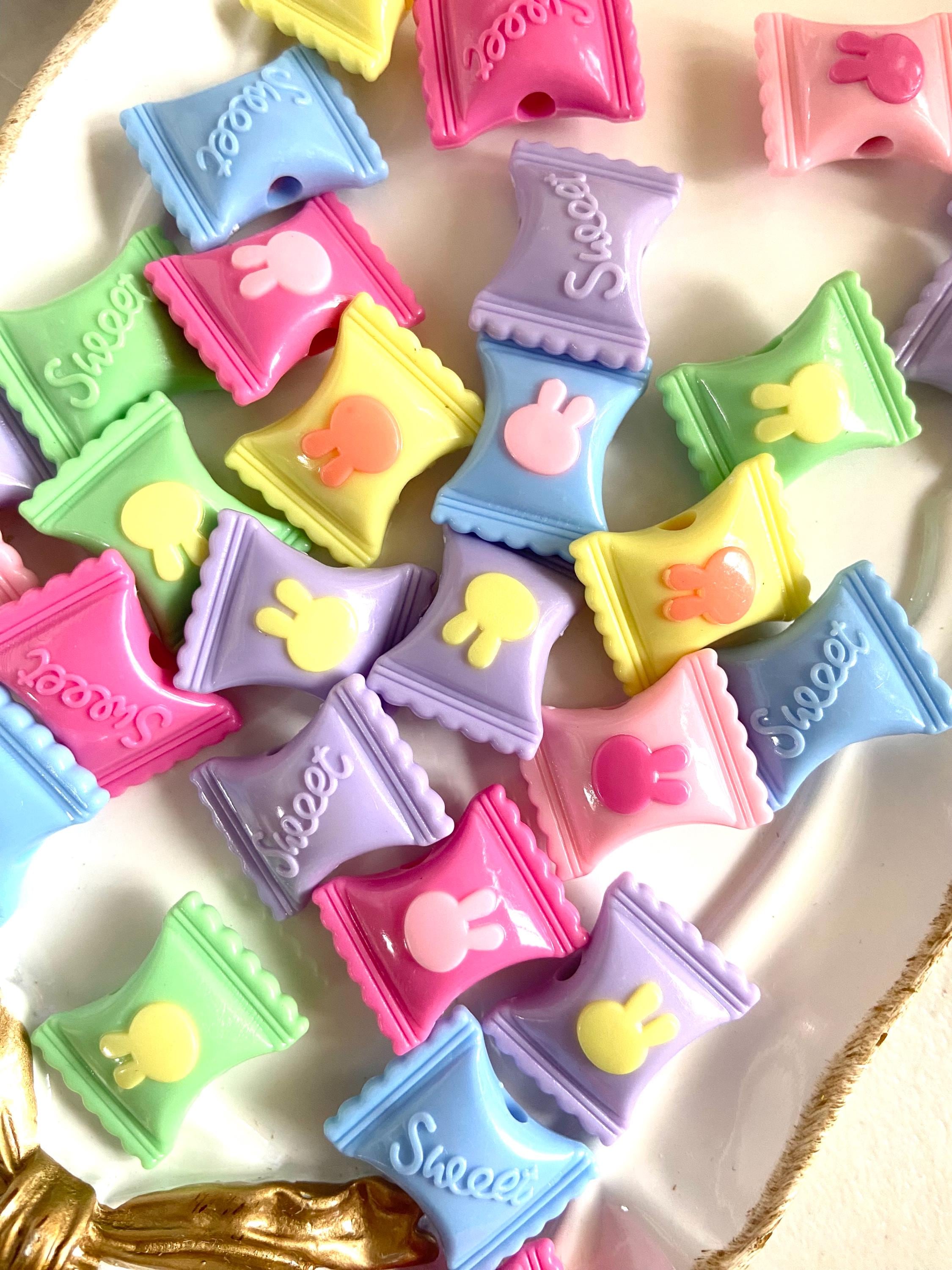 20pcs Pastel Two Tone Bunny Candy Beads, 21mm Two Tone Candy Wrapped ...