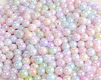 Iridescent Acrylic Mermaid Beads, AB Color, DIY Jewelry Making