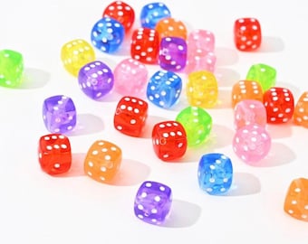 20/100pcs Transparent Dice Bead Mix: Y2K Kawaii DIY Bracelet Beads