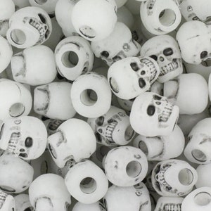 20pcs Skull Beads for Halloween, Creepy Beads, 11mm, Large hole, Halloween Craft bead supplies, Rave jewelry, Bracelet DIY supplies