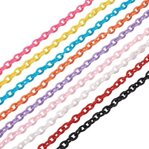 Plastic Link chain 15.5”, 8x6mm-4pc Set, Kandi Tiny Plastic link chain for Jewelry Making, Bracelet, Necklace, Holloween, Craft