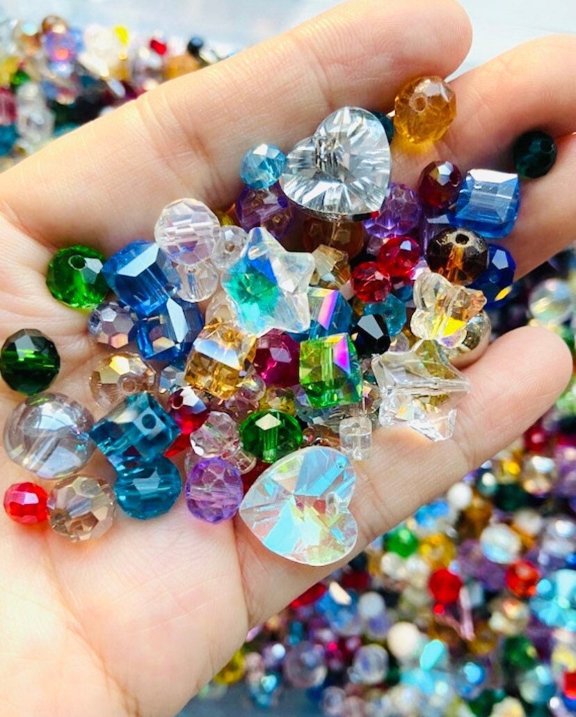 Crystal Glass Bead Soup, 30g, Crystal bead confetti, Bead Soup, Mixed Crystal Glass Beads, Heart Butterfly Star Glass Beads, Kandicore, G04