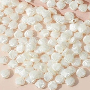 25pcs Mermaid Shell Beads 11mm, Shell Necklace, Jewelry Making, Ivory Clam Shell Beads,  Mermaid Beads #203