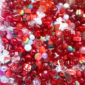 Red Kandi Bead Mix, Y2k 90s Kawaii Kandi Jewelry Beads, BFF Bracelet ...