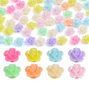 AB Color Flower Kandi Bead Mix, Y2K 90s Kawaii Mixed Flower Beads, BFF Bracelet diy beads, Acrylic flower bead, Kids bracelet diy bead #32-1