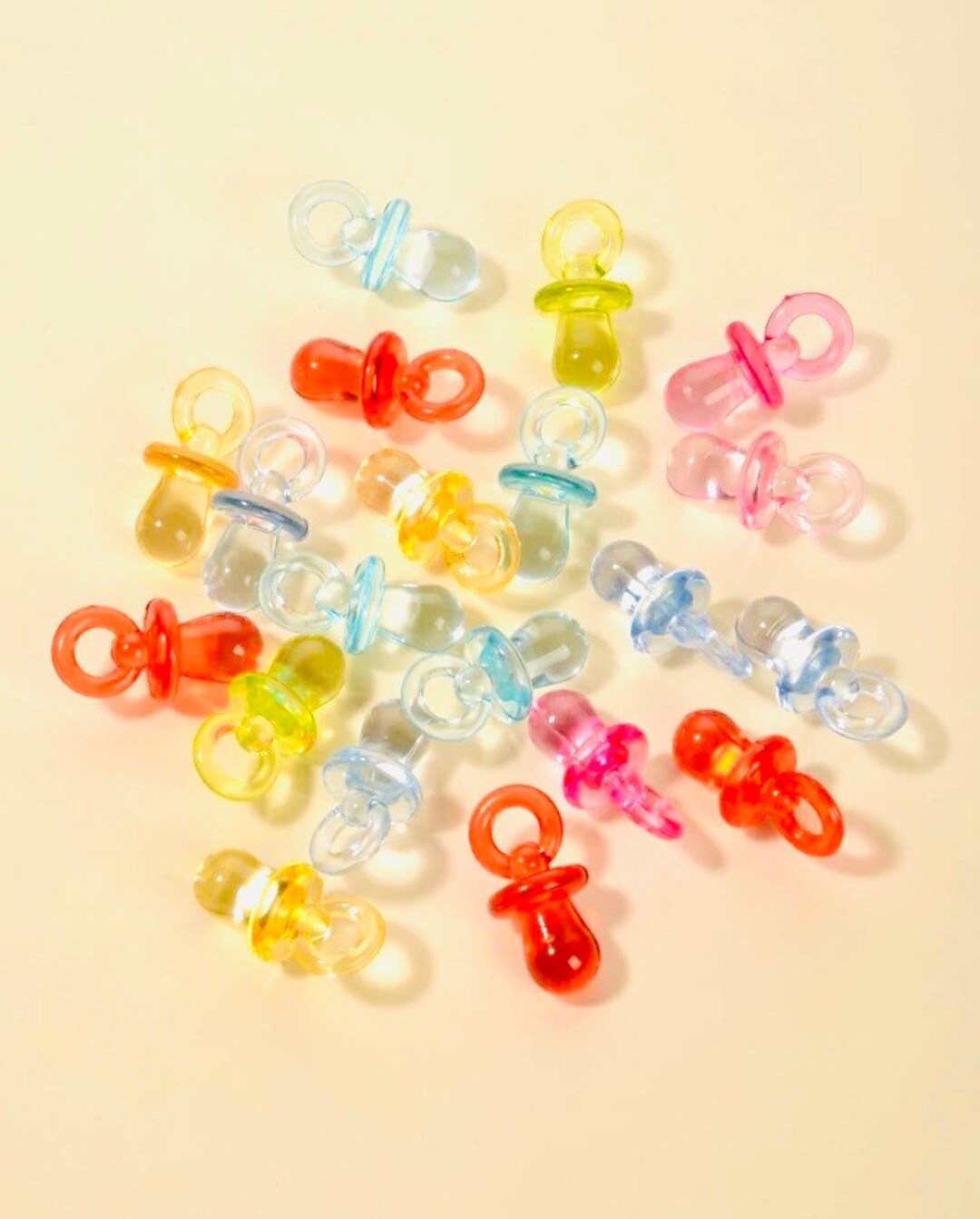 20mm 90s Acrylic Pacifier Charms, Tiny Pacifier Pendant Mixed Lot, 90s
