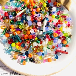 10g Multicolor Glass Seed Bead Mix, Seed bead confetti, 2mm-6mm Bead Soup, Y2K 90s Mixed Seed Beads, Bracelet DIY beads G09