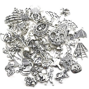 10/20pcs Halloween Charms Randomly Mixed, Antique Silver charms, jewelry making, diy craft supplies, Halloween craft, Bracelet charm