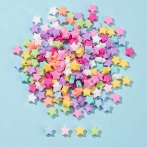 50 Pastel Small Star Acrylic Beads, 8mm, Star beads, Kandi Beads, Y2K 90s Kawaii Mixed Beads, Kids Craft supplies image 4