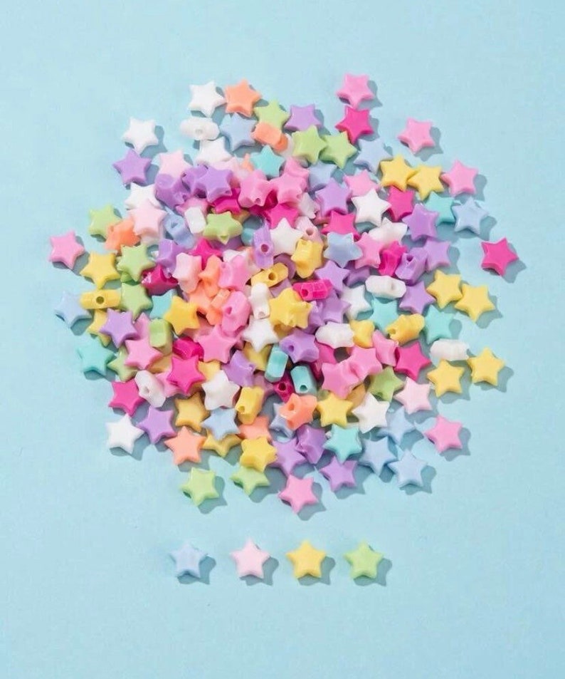 50 Pastel Small Star Acrylic Beads, 8mm, Star beads, Kandi Beads, Y2K 90s Kawaii Mixed Beads, Kids Craft supplies image 4