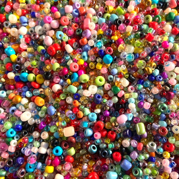 30g/60g Glass Seed Bead Mix, Seed bead confetti, 2mm-4mm, Bead Soup, Y2K 90s Mixed Seed Beads, Bracelet DIY beads G09