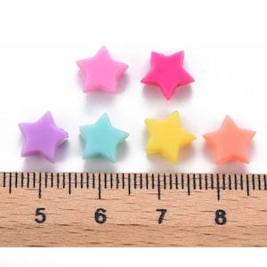 50 Pastel Small Star Acrylic Beads, 8mm, Star beads, Kandi Beads, Y2K 90s Kawaii Mixed Beads, Kids Craft supplies image 2