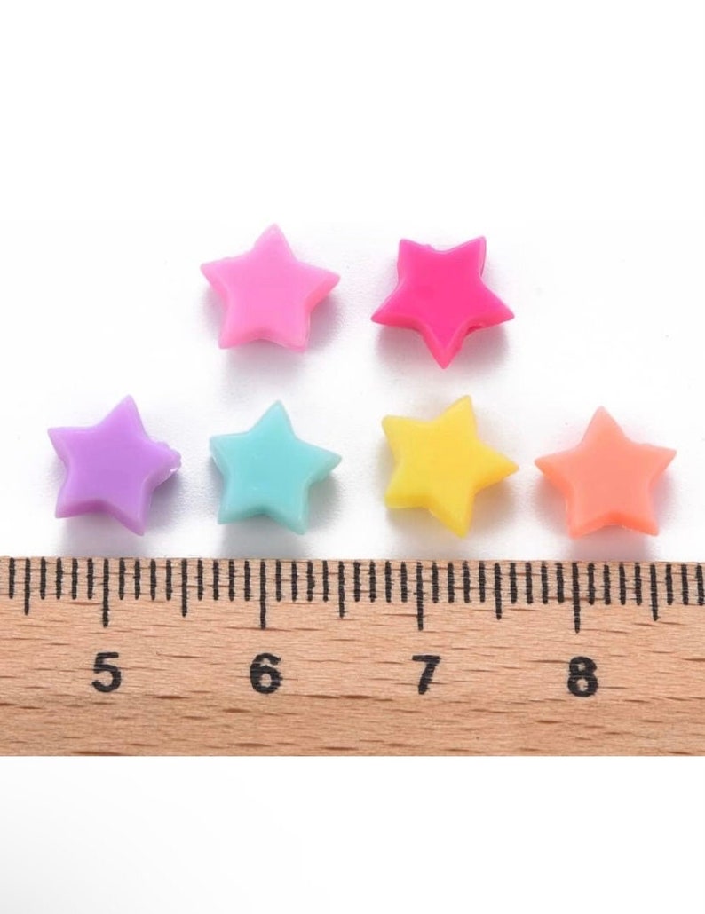50 Pastel Small Star Acrylic Beads, 8mm, Star beads, Kandi Beads, Y2K 90s Kawaii Mixed Beads, Kids Craft supplies image 2